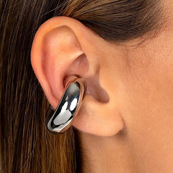 Stainless Steel Chunky Ear Cuff Silver Hip Hop Exaggerated Unisex - Picture 3 of 6